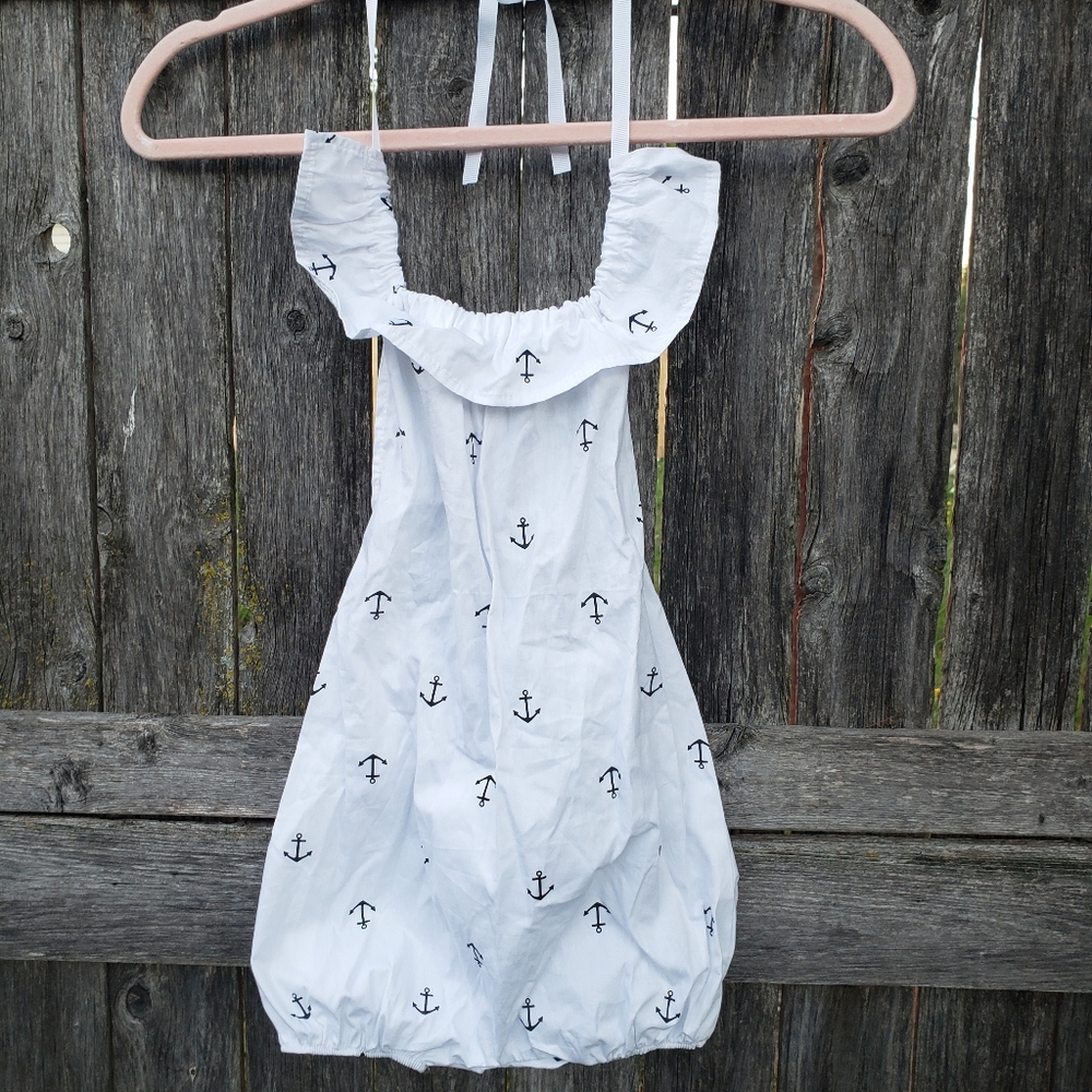 Brand new!! NWT girls boutique anchor ruffle bubble romper outfit size 18 months